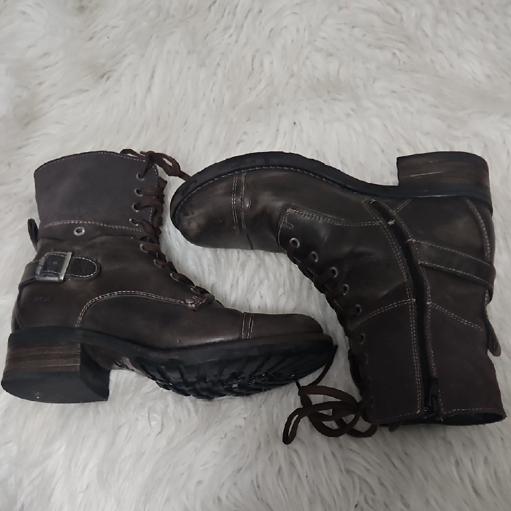 Taos CRAVE Women's Brown Lace-Up Buckle Combat Boots SZ39 - Picture 4 of 9